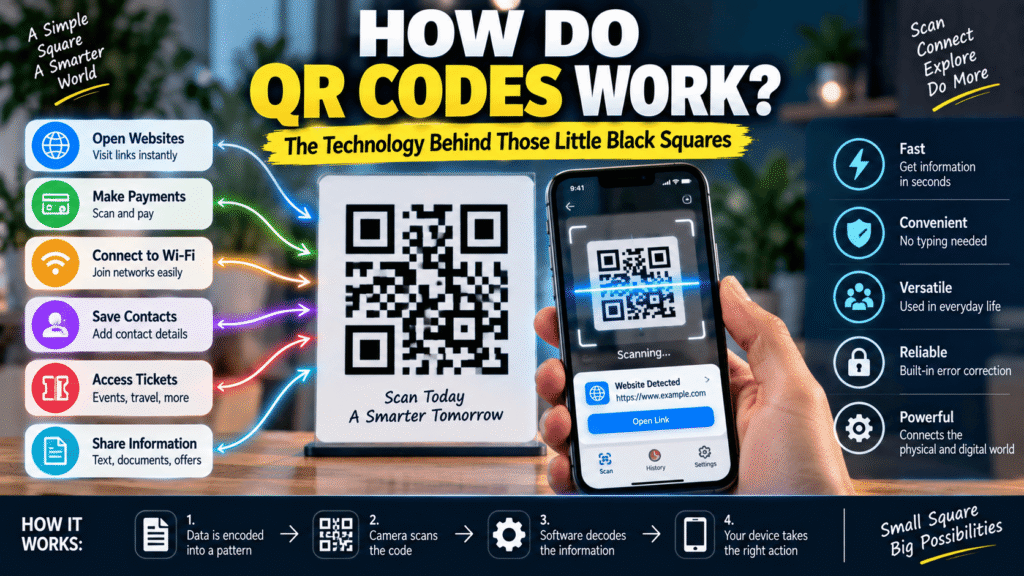 Smartphone scanning a QR code to access digital information