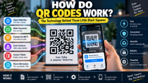 Smartphone scanning a QR code to access digital information