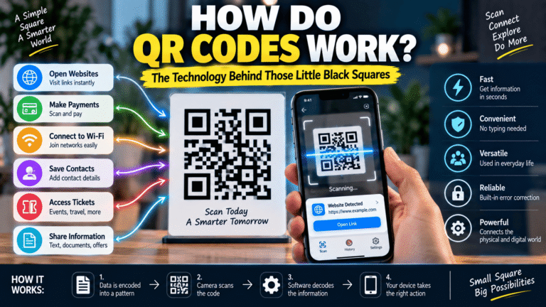Smartphone scanning a QR code to access digital information