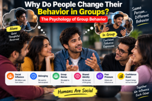 Group of people influencing each other's behavior during a discussion