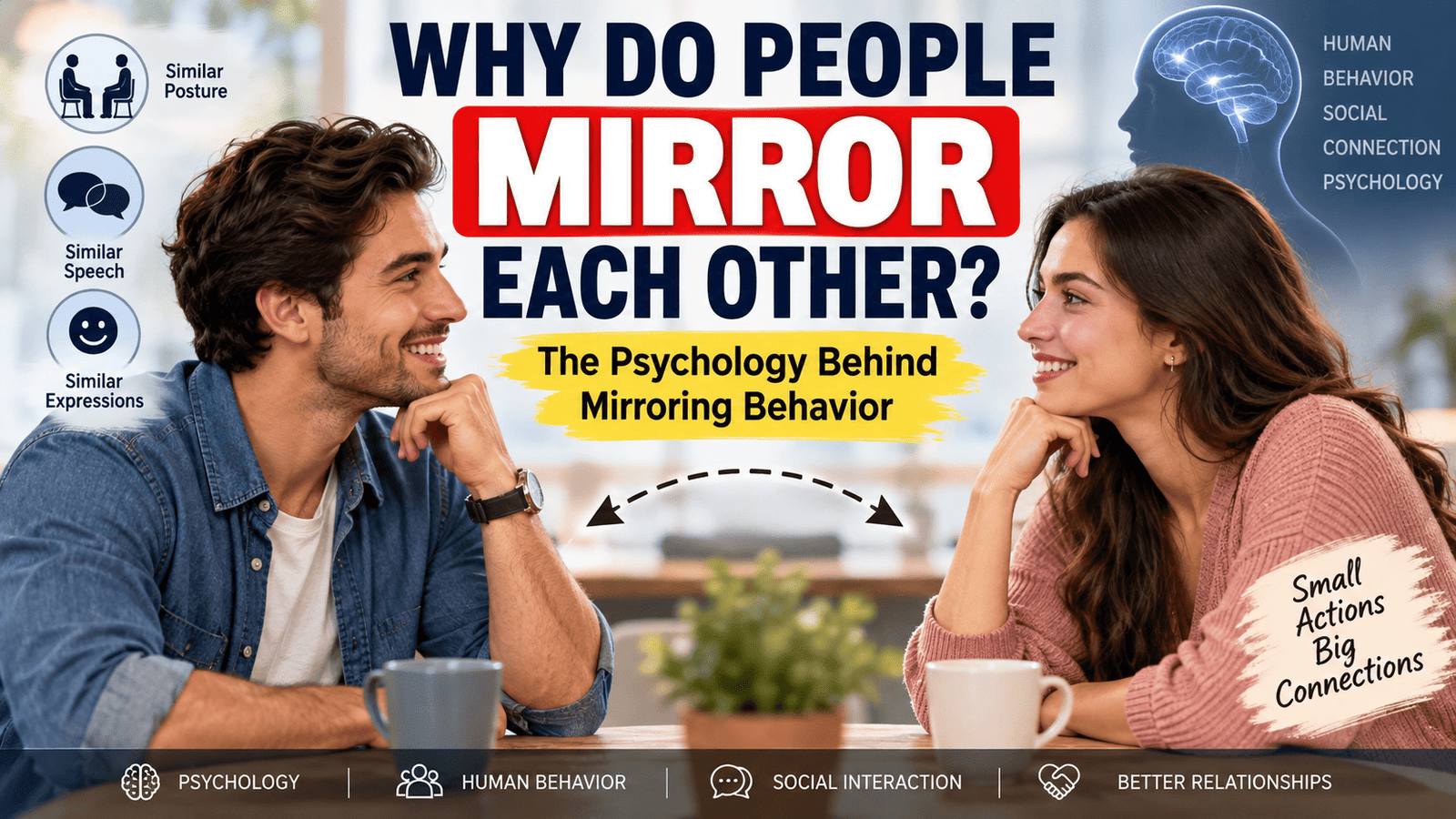 Two people mirroring each other's posture during a conversation