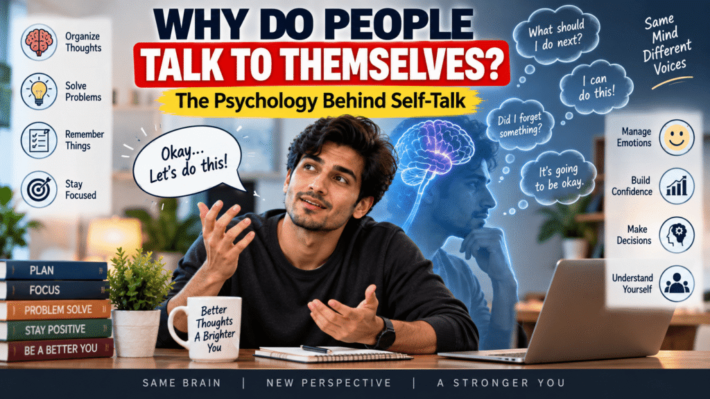 Person talking to himself representing the psychology of self-talk