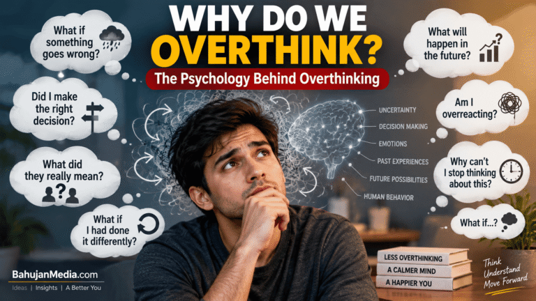Person surrounded by repetitive thoughts representing the psychology of overthinking